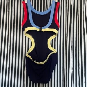 Staud Dolce One Piece Swimsuit XS Navy Multi